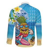 Hawaiian Funny Pineapple Surfing Family Matching Summer Maxi Dress and Hawaiian Shirt Beach with Tribal Kakau and Plumeria LT03 - Polynesian Pride