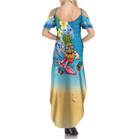 Hawaiian Funny Pineapple Surfing Family Matching Summer Maxi Dress and Hawaiian Shirt Beach with Tribal Kakau and Plumeria LT03 - Polynesian Pride