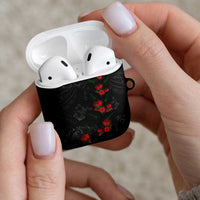 Hawaiian Taro Leaves and Ohia Lehua AirPods Case Polynesian Tribal Art Tropical Plants Motifs Grayscale LT03 - Polynesian Pride