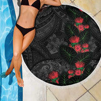 Hawaiian Taro Leaves and Ohia Lehua Beach Blanket Polynesian Tribal Art Tropical Plants Motifs Grayscale LT03 - Polynesian Pride