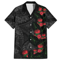 Hawaiian Taro Leaves and Ohia Lehua Hawaiian Shirt Polynesian Tribal Art Tropical Plants Motifs Grayscale LT03 Multicolor - Polynesian Pride