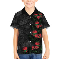 Hawaiian Taro Leaves and Ohia Lehua Hawaiian Shirt Polynesian Tribal Art Tropical Plants Motifs Grayscale LT03 - Polynesian Pride