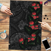 Hawaiian Taro Leaves and Ohia Lehua Puzzle Polynesian Tribal Art Tropical Plants Motifs Grayscale LT03 Multicolor - Polynesian Pride