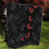 Hawaiian Taro Leaves and Ohia Lehua Quilt Polynesian Tribal Art Tropical Plants Motifs Grayscale LT03 - Polynesian Pride