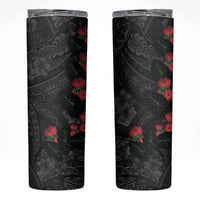Hawaiian Taro Leaves and Ohia Lehua Skinny Tumbler Polynesian Tribal Art Tropical Plants Motifs Grayscale LT03 Multicolor - Polynesian Pride