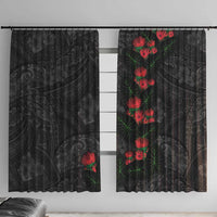 Hawaiian Taro Leaves and Ohia Lehua Window Curtain Polynesian Tribal Art Tropical Plants Motifs Grayscale LT03 With Hooks Multicolor - Polynesian Pride