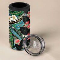Hawaiian Taro Leaves and Ohia Lehua 4 in 1 Can Cooler Tumbler Polynesian Tribal Art Tropical Plants Motifs Colorful LT03 - Polynesian Pride