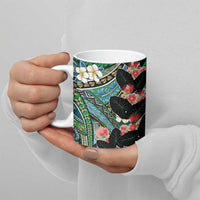 Hawaiian Taro Leaves and Ohia Lehua Ceramic Mug Polynesian Tribal Art Tropical Plants Motifs Colorful LT03 - Polynesian Pride
