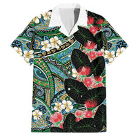 Hawaiian Taro Leaves and Ohia Lehua Family Matching Long Sleeve Bodycon Dress and Hawaiian Shirt Polynesian Tribal Art Tropical Plants Motifs Colorful LT03 Dad's Shirt - Short Sleeve Multicolor - Polynesian Pride