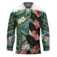 Hawaiian Taro Leaves and Ohia Lehua Hockey Jersey Polynesian Tribal Art Tropical Plants Motifs Colorful LT03 Unisex Multicolor - Polynesian Pride