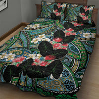 Hawaiian Taro Leaves and Ohia Lehua Quilt Bed Set Polynesian Tribal Art Tropical Plants Motifs Colorful LT03 - Polynesian Pride