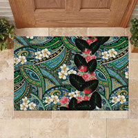 Hawaiian Taro Leaves and Ohia Lehua Rubber Doormat Polynesian Tribal Art Tropical Plants Motifs Colorful LT03 Multicolor - Polynesian Pride
