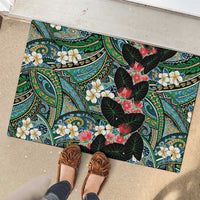 Hawaiian Taro Leaves and Ohia Lehua Rubber Doormat Polynesian Tribal Art Tropical Plants Motifs Colorful LT03 - Polynesian Pride