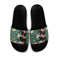 Hawaiian Taro Leaves and Ohia Lehua Slide Sandals Polynesian Tribal Art Tropical Plants Motifs Colorful LT03 Multicolor - Polynesian Pride