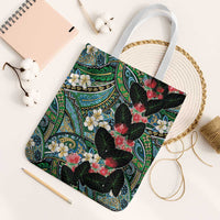 Hawaiian Taro Leaves and Ohia Lehua Tote Bag Polynesian Tribal Art Tropical Plants Motifs Colorful LT03 White Strap One Size Multicolor - Polynesian Pride