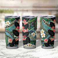 Hawaiian Taro Leaves and Ohia Lehua Tumbler Cup Polynesian Tribal Art Tropical Plants Motifs Colorful LT03 - Polynesian Pride