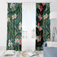 Hawaiian Taro Leaves and Ohia Lehua Window Curtain Polynesian Tribal Art Tropical Plants Motifs Colorful LT03 - Polynesian Pride