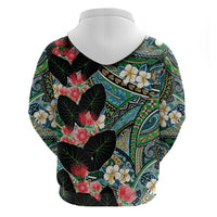 Hawaiian Taro Leaves and Ohia Lehua Zip Hoodie Polynesian Tribal Art Tropical Plants Motifs Colorful LT03 - Polynesian Pride