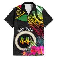 Personalised Vanuatu 44th Anniversary Family Matching Mermaid Dress and Hawaiian Shirt Boars Tusk Tugeta Yumi Selebretem Indipendens Dei LT03 Dad's Shirt - Short Sleeve Black - Polynesian Pride