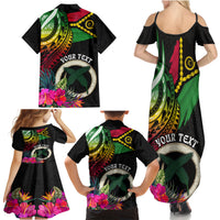Personalised Vanuatu 44th Anniversary Family Matching Summer Maxi Dress and Hawaiian Shirt Boars Tusk Tugeta Yumi Selebretem Indipendens Dei LT03 - Polynesian Pride