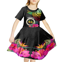 Personalised Vanuatu 44th Anniversary Kid Short Sleeve Dress Boars Tusk Tugeta Yumi Selebretem Indipendens Dei LT03 - Polynesian Pride