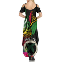 Personalised Vanuatu 44th Anniversary Summer Maxi Dress Boars Tusk Tugeta Yumi Selebretem Indipendens Dei LT03 - Polynesian Pride