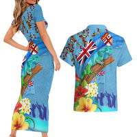 Fiji Day Couples Matching Short Sleeve Bodycon Dress and Hawaiian Shirt Tagimoucia Flower and Melanesia Pattern LT03 - Polynesian Pride