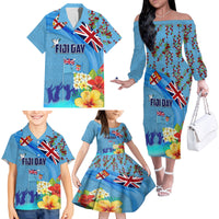 Fiji Day Family Matching Off The Shoulder Long Sleeve Dress and Hawaiian Shirt Tagimoucia Flower and Melanesia Pattern LT03 - Polynesian Pride