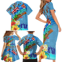Fiji Day Family Matching Short Sleeve Bodycon Dress and Hawaiian Shirt Tagimoucia Flower and Melanesia Pattern LT03 - Polynesian Pride