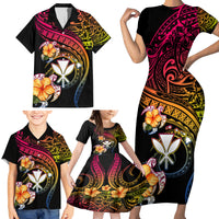 Polynesia Hawaii Turtle Day Family Matching Short Sleeve Bodycon Dress and Hawaiian Shirt Hibiscus and Kanaka Maoli LT03 - Polynesian Pride