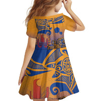 Hawaiki Nui Va'a Solo French Polynesia Family Matching Short Sleeve Bodycon Dress and Hawaiian Shirt Sunset Color LT03 - Polynesian Pride