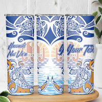 Hawaiki Nui Va'a Solo French Polynesia Skinny Tumbler Blue Color LT03 - Polynesian Pride