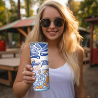 Hawaiki Nui Va'a Solo French Polynesia Skinny Tumbler Blue Color LT03 - Polynesian Pride