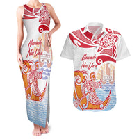 Hawaiki Nui Va'a Solo French Polynesia Couples Matching Tank Maxi Dress and Hawaiian Shirt Red Color LT03 Red - Polynesian Pride
