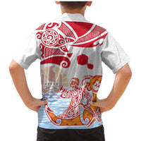 Hawaiki Nui Va'a Solo French Polynesia Family Matching Mermaid Dress and Hawaiian Shirt Red Color LT03 - Polynesian Pride