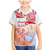 Hawaiki Nui Va'a Solo French Polynesia Family Matching Mermaid Dress and Hawaiian Shirt Red Color LT03 Son's Shirt Red - Polynesian Pride