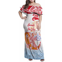 Hawaiki Nui Va'a Solo French Polynesia Family Matching Off Shoulder Maxi Dress and Hawaiian Shirt Red Color LT03 Mom's Dress Red - Polynesian Pride