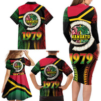 Vanuatu Constitution Day Family Matching Long Sleeve Bodycon Dress and Hawaiian Shirt Polynesian Tattoo and Pig Tusk Since 1979 LT03 - Polynesian Pride