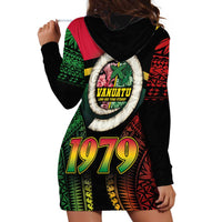 Vanuatu Constitution Day Hoodie Dress Polynesian Tattoo and Pig Tusk Since 1979 LT03 - Polynesian Pride
