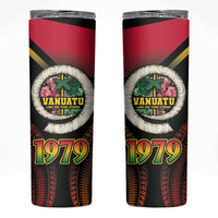 Vanuatu Constitution Day Skinny Tumbler Polynesian Tattoo and Pig Tusk Since 1979 LT03 Black - Polynesian Pride