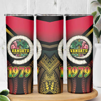 Vanuatu Constitution Day Skinny Tumbler Polynesian Tattoo and Pig Tusk Since 1979 LT03 - Polynesian Pride