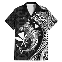 Aloha Hawaii Hammerhead Shark Family Matching Mermaid Dress and Hawaiian Shirt Black Kakau and Polynesian Tattoo LT03 Dad's Shirt - Short Sleeve Black - Polynesian Pride