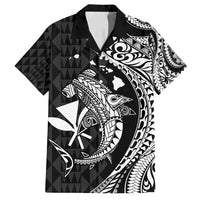 Aloha Hawaii Hammerhead Shark Family Matching Tank Maxi Dress and Hawaiian Shirt Black Kakau and Polynesian Tattoo LT03 Dad's Shirt - Short Sleeve Black - Polynesian Pride