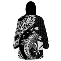 Aloha Hawaii Hammerhead Shark Wearable Blanket Hoodie Black Kakau and Polynesian Tattoo LT03 - Polynesian Pride