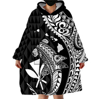 Aloha Hawaii Hammerhead Shark Wearable Blanket Hoodie Black Kakau and Polynesian Tattoo LT03 - Polynesian Pride