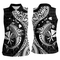 Aloha Hawaii Hammerhead Shark Women Sleeveless Polo Shirt Black Kakau and Polynesian Tattoo LT03 - Polynesian Pride