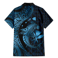 Aloha Hawaii Hammerhead Shark Family Matching Mermaid Dress and Hawaiian Shirt Blue Kakau and Polynesian Tattoo LT03 - Polynesian Pride