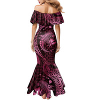 Aloha Hawaii Hammerhead Shark Family Matching Mermaid Dress and Hawaiian Shirt Pink Kakau and Polynesian Tattoo LT03 - Polynesian Pride