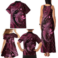 Aloha Hawaii Hammerhead Shark Family Matching Tank Maxi Dress and Hawaiian Shirt Pink Kakau and Polynesian Tattoo LT03 - Polynesian Pride