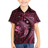 Aloha Hawaii Hammerhead Shark Family Matching Tank Maxi Dress and Hawaiian Shirt Pink Kakau and Polynesian Tattoo LT03 Son's Shirt Pink - Polynesian Pride